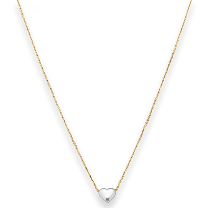 0.5mm Ankerkette diamantiert Herz aus 375 Gold gelb weiß 38cm