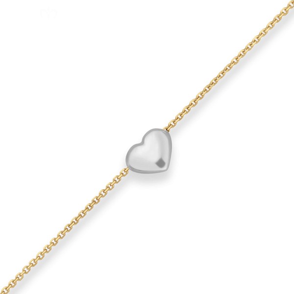 0.5mm Ankerkette diamantiert Herz aus 375 Gold gelb weiß 38cm