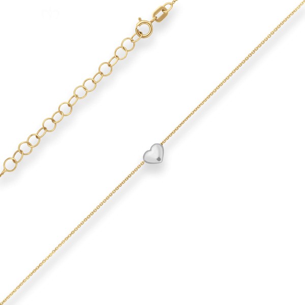 0.5mm Ankerkette diamantiert Herz aus 375 Gold gelb weiß 38cm
