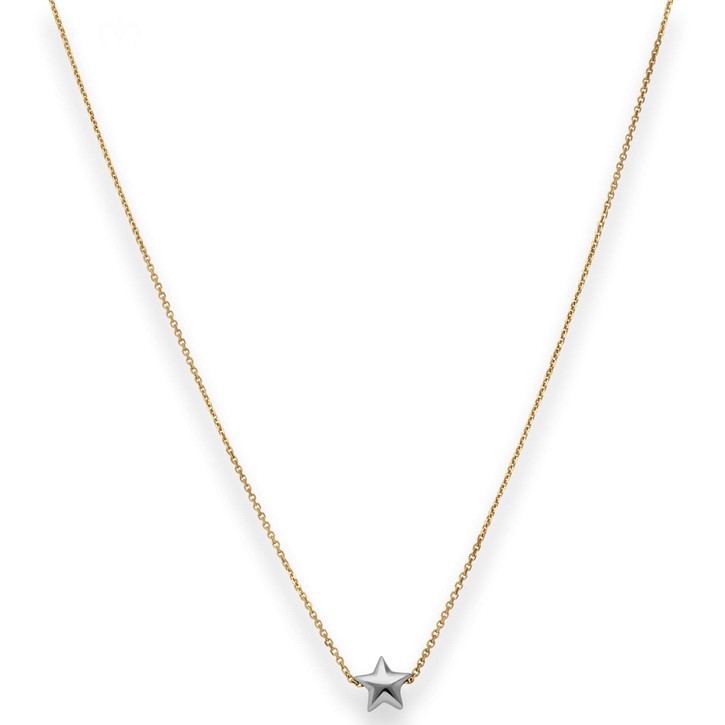 0.5mm Ankerkette diamantiert Stern aus 375 Gold gelb weiß 38cm