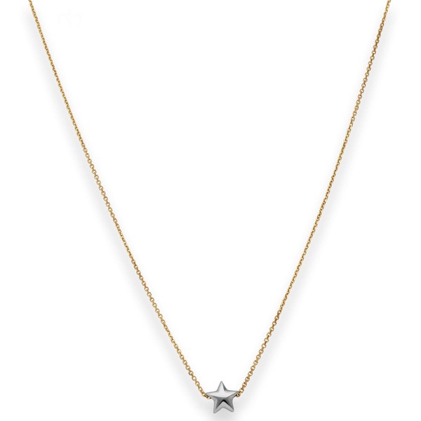 0.5mm Ankerkette diamantiert Stern aus 375 Gold gelb weiß 38cm