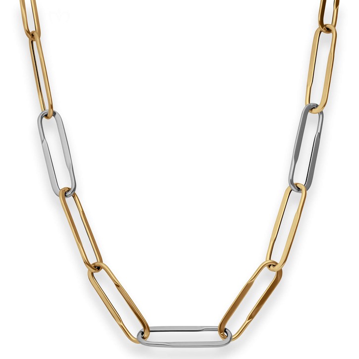 8mm Ankerkette weit hohl Paper-Clip 585 Gold gelb weiß 45cm