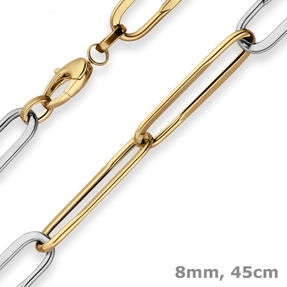 8mm Ankerkette weit Collier Paper-Clip Halskette aus 585 Gold gelb/weiß 45cm 8mm Ankerkette weit Collier Paper-Clip Halskette aus 585 Gold gelb/weiß 45cm