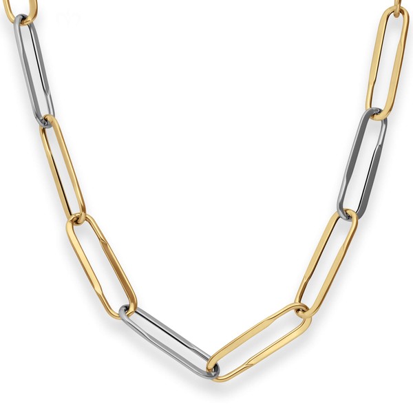 8mm Ankerkette weit hohl Paper-Clip 585 Gold gelb weiß 45cm