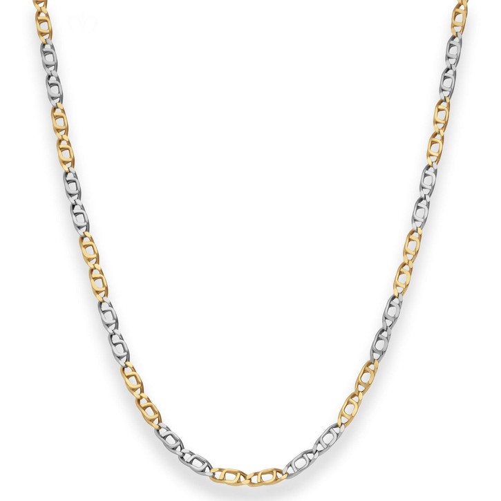 3.3mm Tigeraugenkette hohl aus 585 Gold gelb weiß 45cm