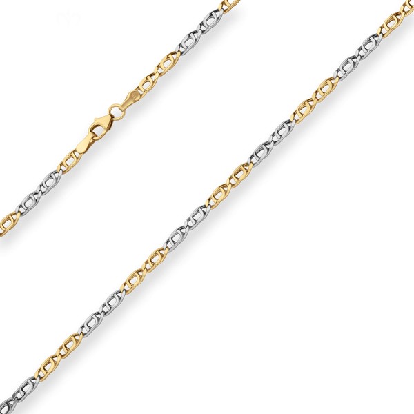 3.3mm Tigeraugenkette hohl aus 585 Gold gelb weiß 45cm