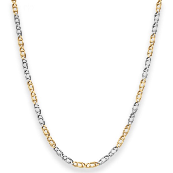 3.3mm Tigeraugenkette hohl aus 585 Gold gelb weiß 45cm