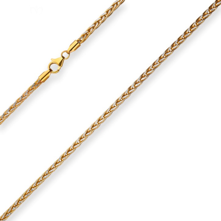 2.8mm Zopfkette hohl aus 375 Gold gelb weiß 45cm