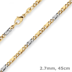 2,7mm Dollarkette Goldkette Collier Halskette aus 585 Gold gelb/weiß 45cm 2,7mm Dollarkette Goldkette Collier Halskette aus 585 Gold gelb/weiß 45cm