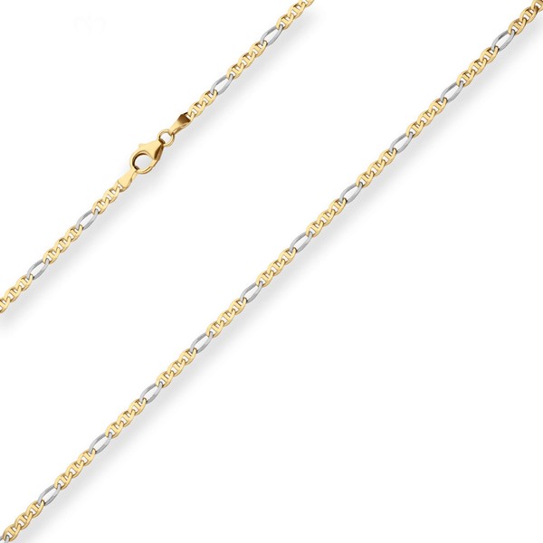 2.5mm Panzerstegkette aus 333 Gold gelb weiß 45cm
