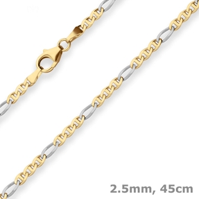 2,5mm Panzerstegkette Goldkette Collier Halskette aus 585 Gold gelb/weiß 45cm 2,5mm Panzerstegkette Goldkette Collier Halskette aus 585 Gold gelb/weiß 45cm