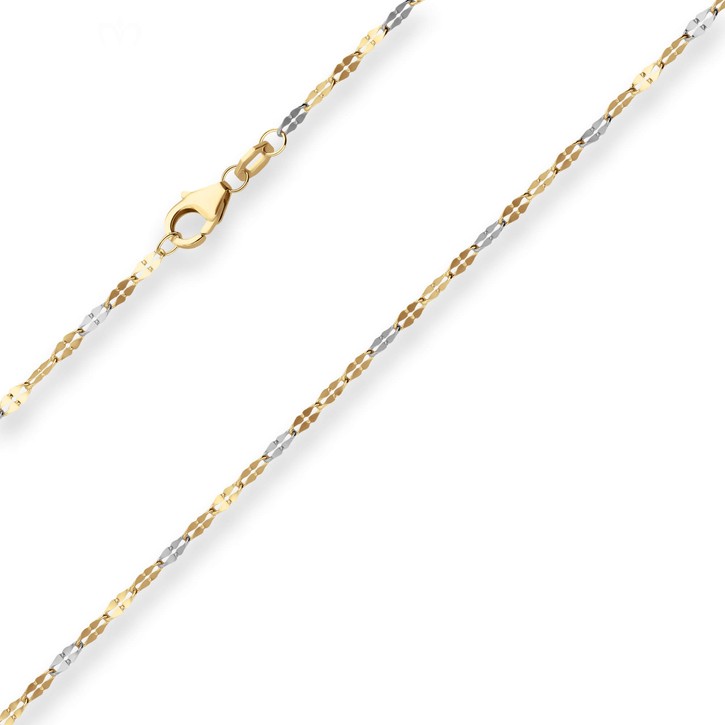 2.2mm Tigeraugenkette aus 375 Gold gelb weiß 45cm