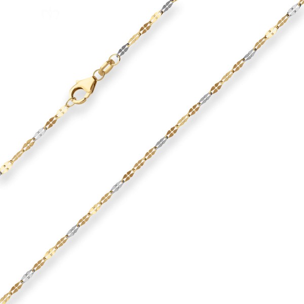 2.2mm Tigeraugenkette aus 375 Gold gelb weiß 45cm