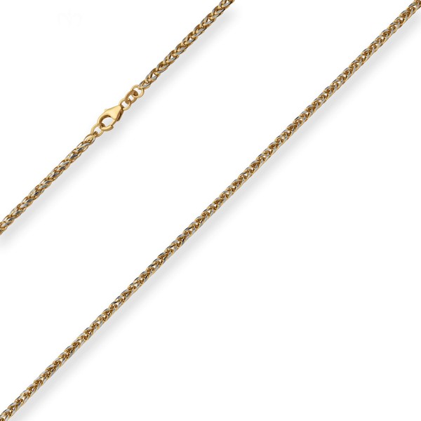 2.1mm Zopfkette hohl aus 333 Gold gelb weiß 45cm