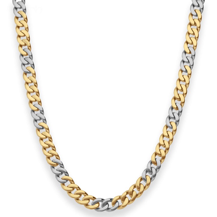 6.5mm Panzerkette oval aus 585 Gold gelb weiß 45cm