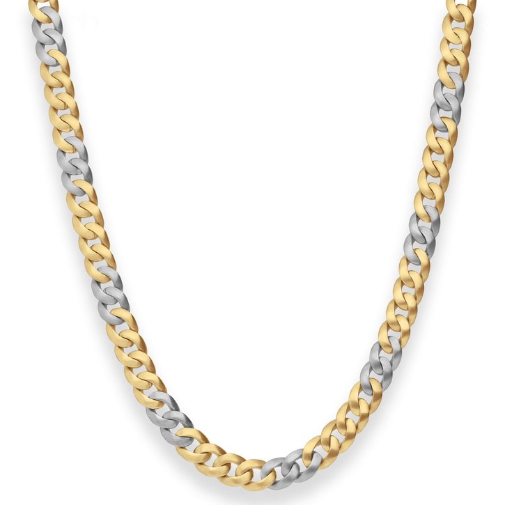 6.5mm Panzerkette oval aus 585 Gold gelb weiß 45cm