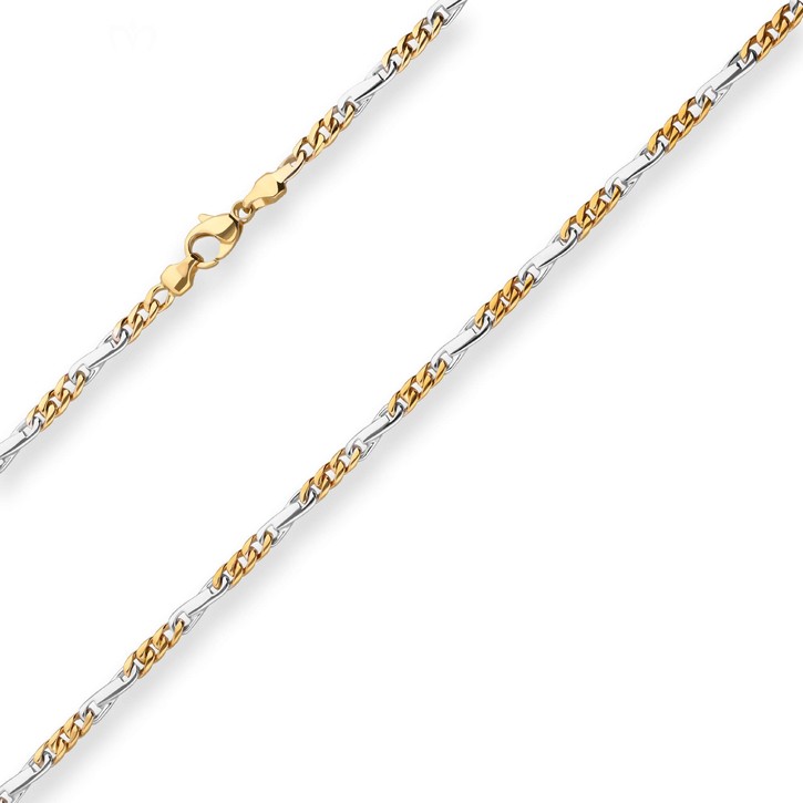 4.2mm Fantasiekette aus 585 Gold gelb weiß 45cm