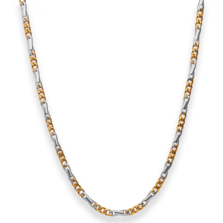 4.2mm Fantasiekette aus 585 Gold gelb weiß 45cm