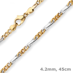 4,2mm Fantasiekette Goldkette Collier Halskette aus 585 Gold gelb/weiß 45cm 4,2mm Fantasiekette Goldkette Collier Halskette aus 585 Gold gelb/weiß 45cm