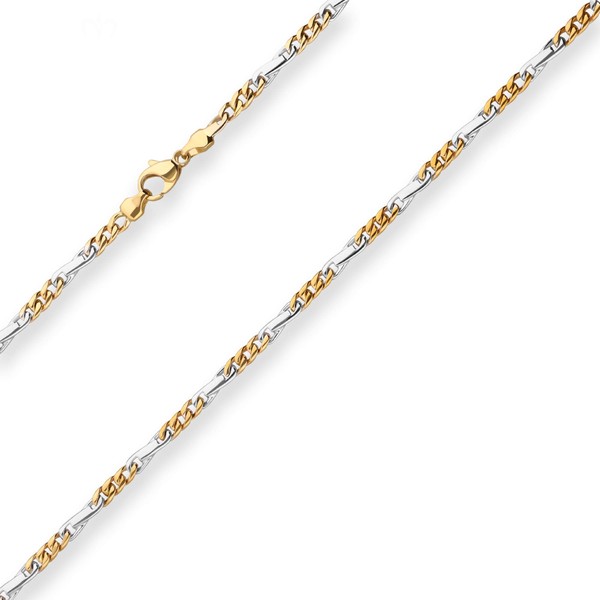 4.2mm Fantasiekette aus 585 Gold gelb weiß 45cm