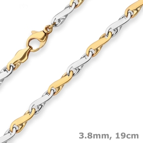 3,8mm Armband Achterkette Goldarmband Armschmuck aus 585 Gold gelb/weiß 19cm 3,8mm Armband Achterkette Goldarmband Armschmuck aus 585 Gold gelb/weiß 19cm
