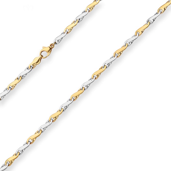 3.8mm Achterkette aus 375 Gold gelb weiß 45cm