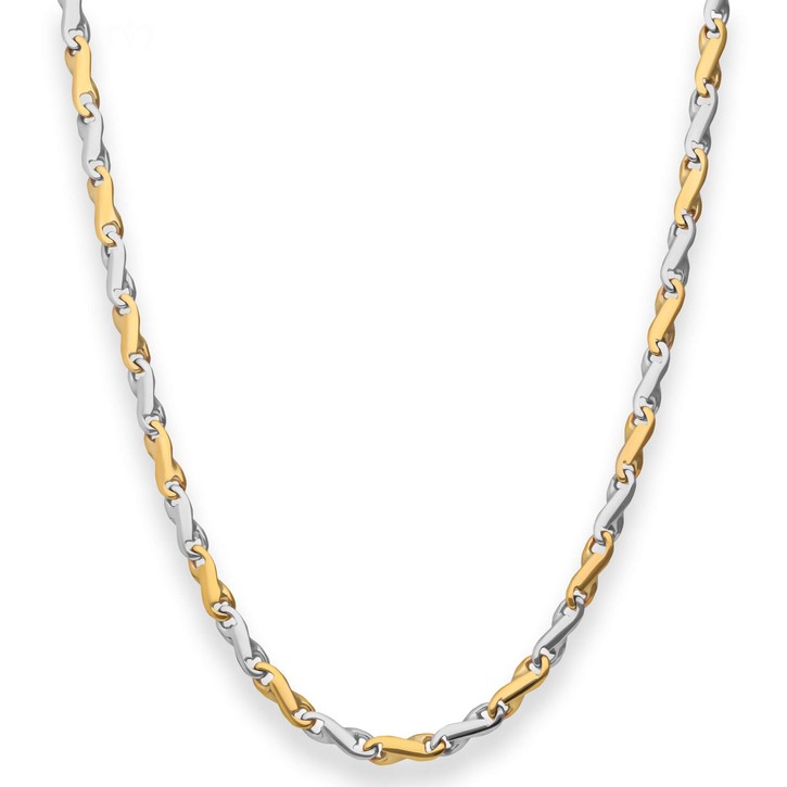 3.8mm Achterkette aus 375 Gold gelb weiß 45cm