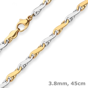 3,8mm Achterkette Goldkette Collier Halskette aus 375 Gold gelb/weiß 45cm 3,8mm Achterkette Goldkette Collier Halskette aus 375 Gold gelb/weiß 45cm