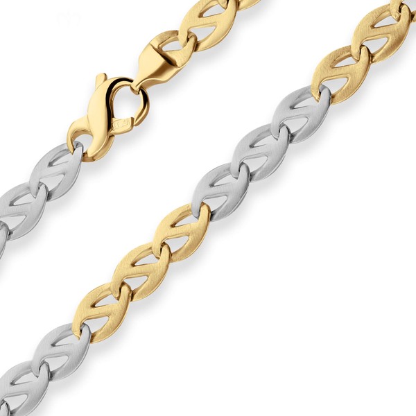 6.2mm Armband Fantasiekette aus 585 Gold gelb weiß 19cm