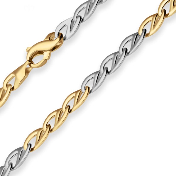6.2mm Armband Fantasiekette aus 585 Gold gelb weiß 19cm