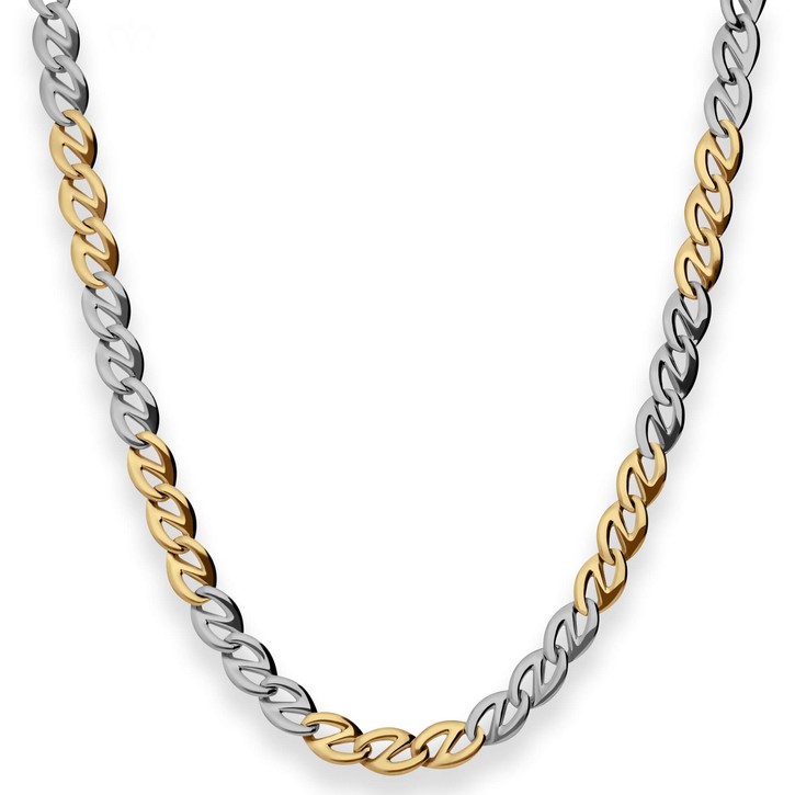 6.2mm Fantasiekette aus 585 Gold gelb weiß 45cm