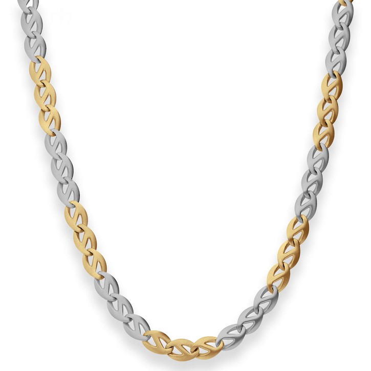 6.2mm Fantasiekette aus 585 Gold gelb weiß 45cm