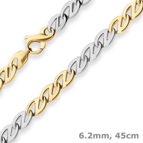 6,2mm Fantasiekette Kette Collier aus 585 Gold gelb/weiß matt-glänzend 45cm 6,2mm Fantasiekette Kette Collier aus 585 Gold gelb/weiß matt-glänzend 45cm