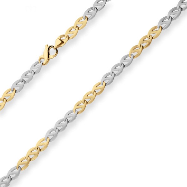 6.2mm Fantasiekette aus 585 Gold gelb weiß 45cm