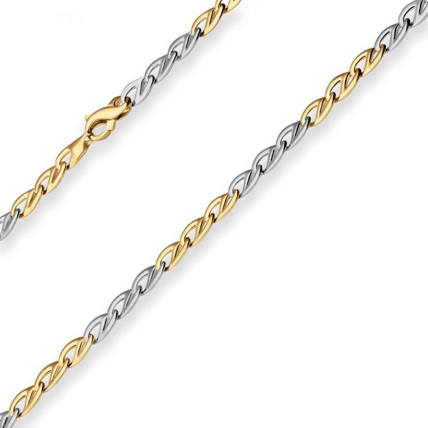 6.2mm Fantasiekette aus 585 Gold gelb weiß 45cm