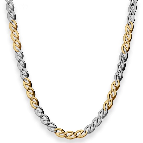 6.2mm Fantasiekette aus 585 Gold gelb weiß 45cm