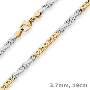 3,7mm Armband Fantasiekette Goldarmband Armschmuck aus 375 Gold gelb/weiß 19cm 3,7mm Armband Fantasiekette Goldarmband Armschmuck aus 375 Gold gelb/weiß 19cm