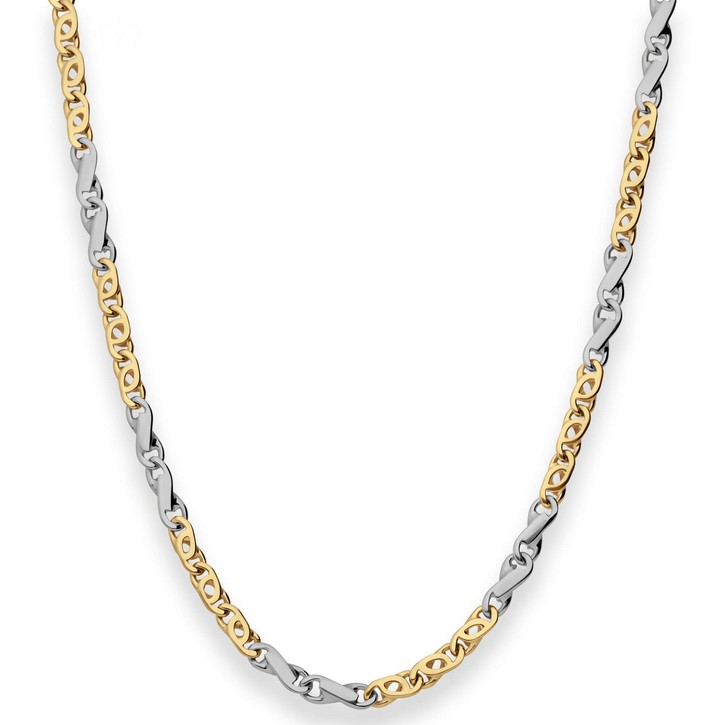 3.7mm Fantasiekette aus 375 Gold gelb weiß 45cm