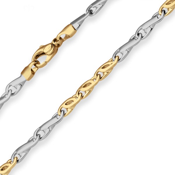 3.7mm Fantasiekette aus 375 Gold gelb weiß 45cm