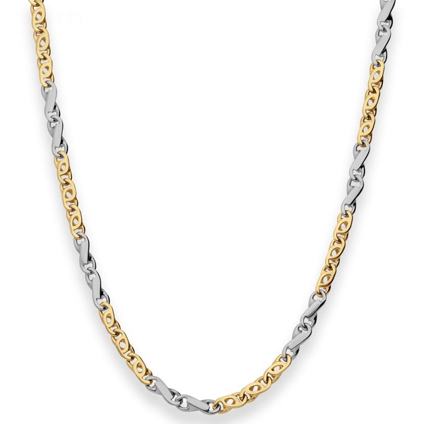 3.7mm Fantasiekette aus 375 Gold gelb weiß 45cm