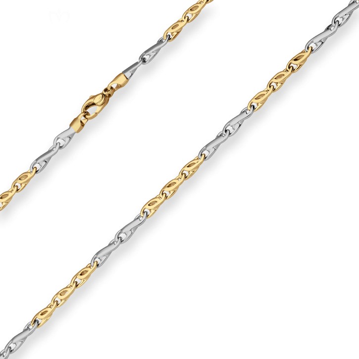 3.7mm Fantasiekette aus 585 Gold gelb weiß 50cm
