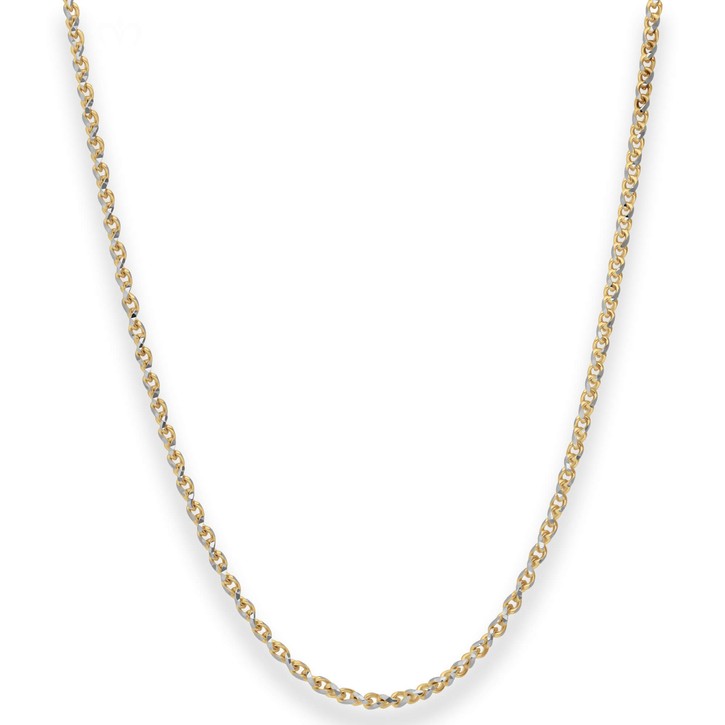 2.5mm Fantasiekette aus 375 Gold gelb weiß 45cm