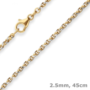 2,5mm Fantasiekette Goldkette Collier Halskette aus 375 Gold gelb/weiß 45cm 2,5mm Fantasiekette Goldkette Collier Halskette aus 375 Gold gelb/weiß 45cm