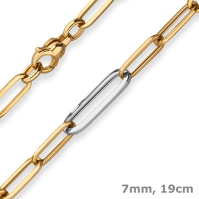 7mm Armband Fantasiekette Paper-Clip Armschmuck aus 585 Gold gelb/weiß 19cm 7mm Armband Fantasiekette Paper-Clip Armschmuck aus 585 Gold gelb/weiß 19cm