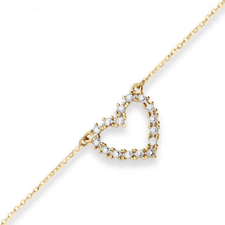 1.3mm Ankerkette flach Herz aus 585 Gold gelb weiß 46cm