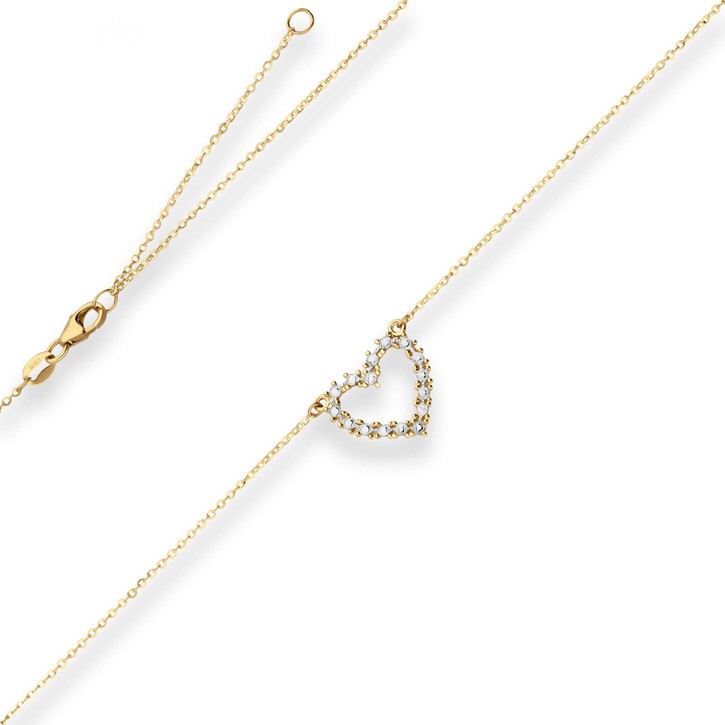 1.3mm Ankerkette flach Herz aus 585 Gold gelb weiß 46cm