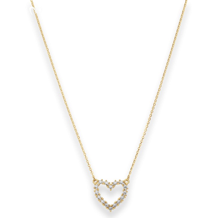 1.3mm Ankerkette flach Herz aus 585 Gold gelb weiß 46cm