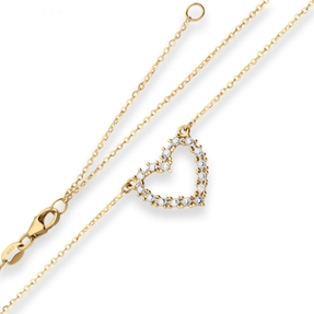 1,3mm Ankerkette flach Collier Herz 585 Gold gelb/weiß 46cm mit Zwischenöse 1,3mm Ankerkette flach Collier Herz 585 Gold gelb/weiß 46cm mit Zwischenöse