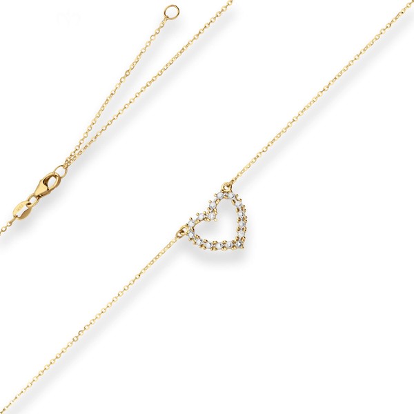 1.3mm Ankerkette flach Herz aus 585 Gold gelb weiß 46cm