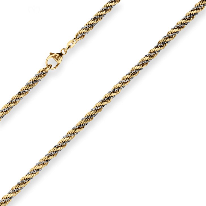 4.4mm Kordelkette hohl aus 585 Gold gelb weiß 45cm